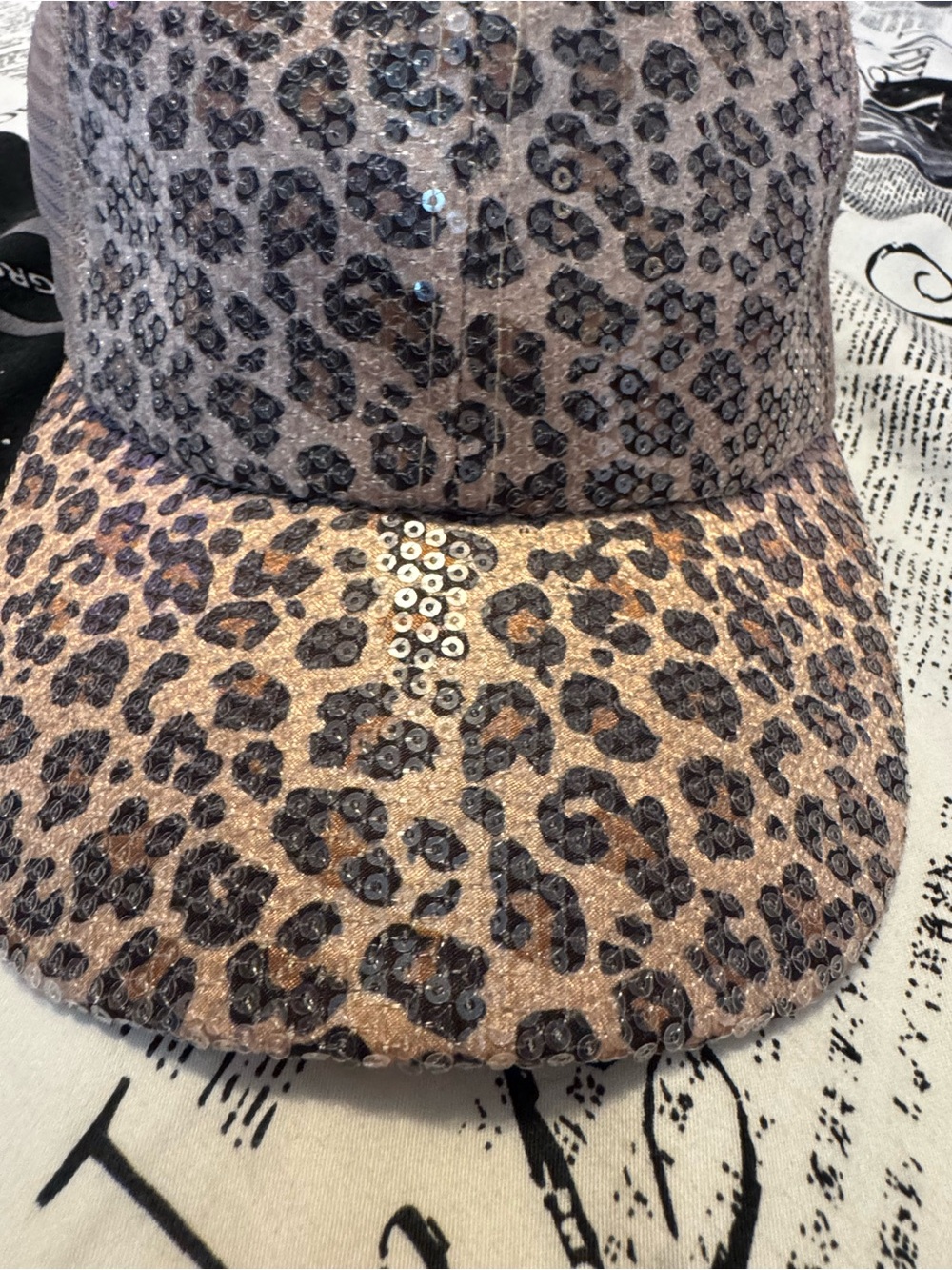 C.C Leopard Print Sequin Trucker Hat - Picture 2 of 4